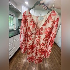 Pink floral mini dress. Worn once in perfect condition.